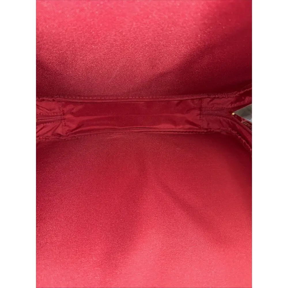 Estee Lauder Red Faux Leather Travel Tote | Quilted Lattice | Dual Handles